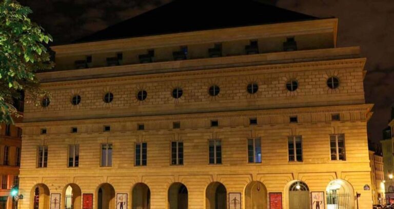 Illuminated historic building at night